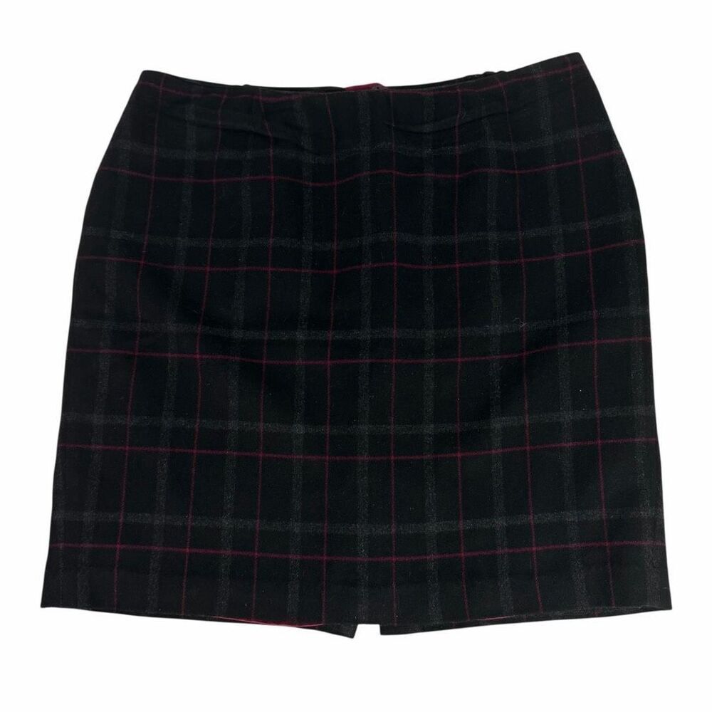 Talbots Womens size 16WP Wool Blend Black Plaid Skirt